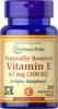 Puritan's Pride Vitamin E-100 iu 100% Naturally Sourced Item #000260