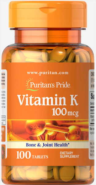 Puritan's Pride Vitamin K 100 mcg / 100 Tablets / Item #003070